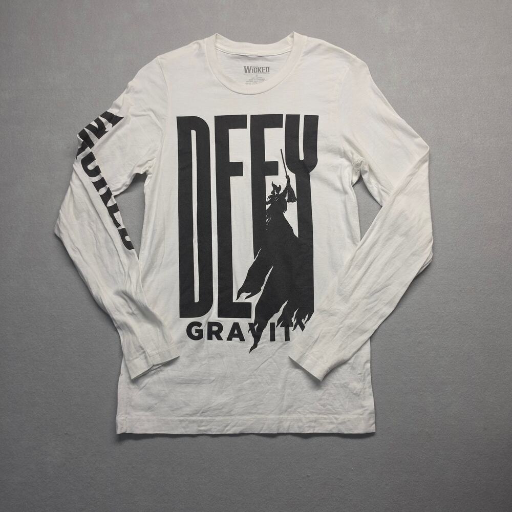 Wicked Broadway Defy Gravity Graphic Long Sleeve White T-Shirt Small S